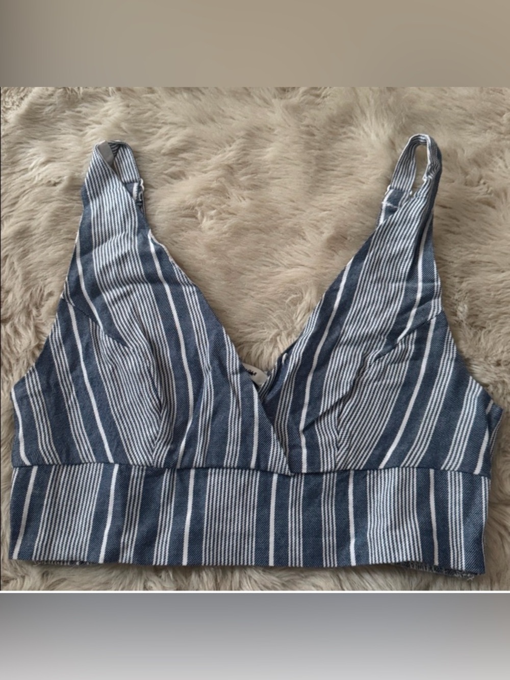 American Eagle Striped Blue & White Bralette Top
